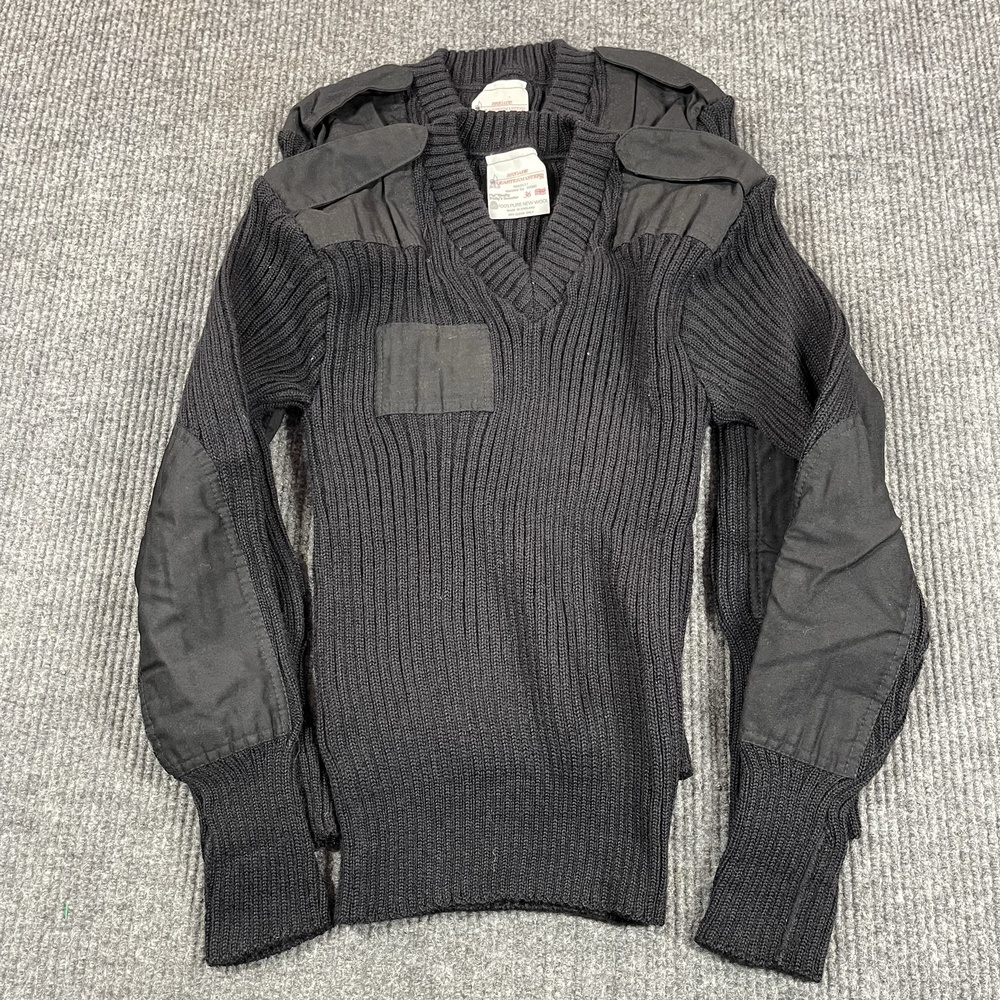 VTG Brigade Quartermasters Sweater Mens 36 Black Woolly Pully Military LOT of 2